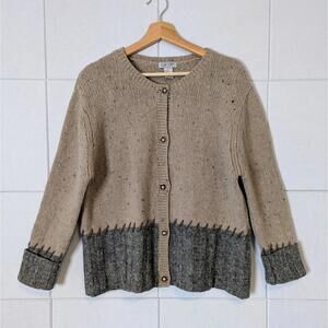 Vintage 90s SKYR 100% wool color block speckled cardigan